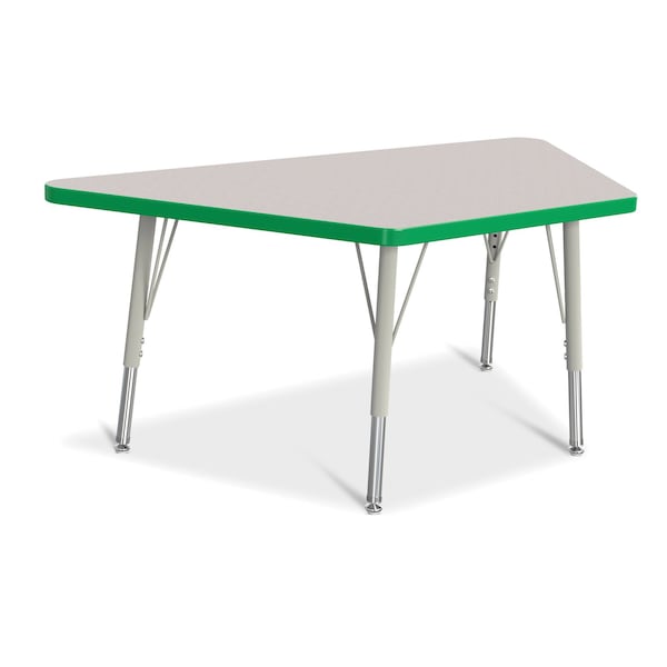Jonti-Craft Berries Trapezoid Activity Tables, 24 in. x 48 in., E-height, Freckled Gray/Green/Gray 6438JCE119 - main
